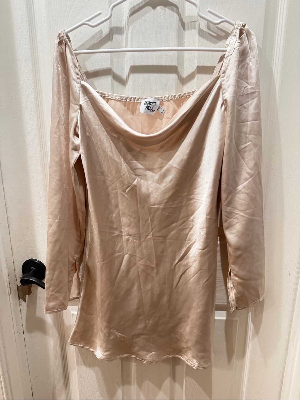 Princess Polly Blush Satin Cowl Neck Mini Dress